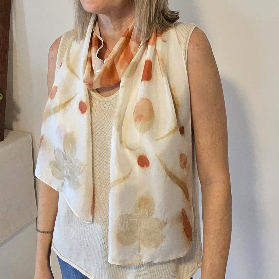 The Amira - Pure Silk Ecoprint Scarf