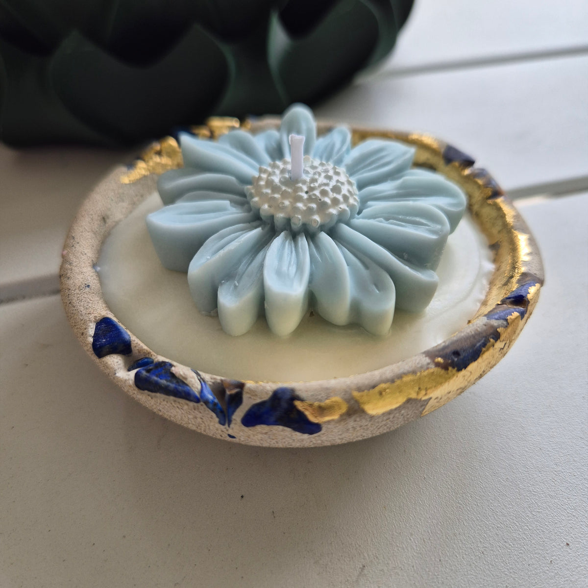 Scented organic shaped stone bowl candle with black raspberry
