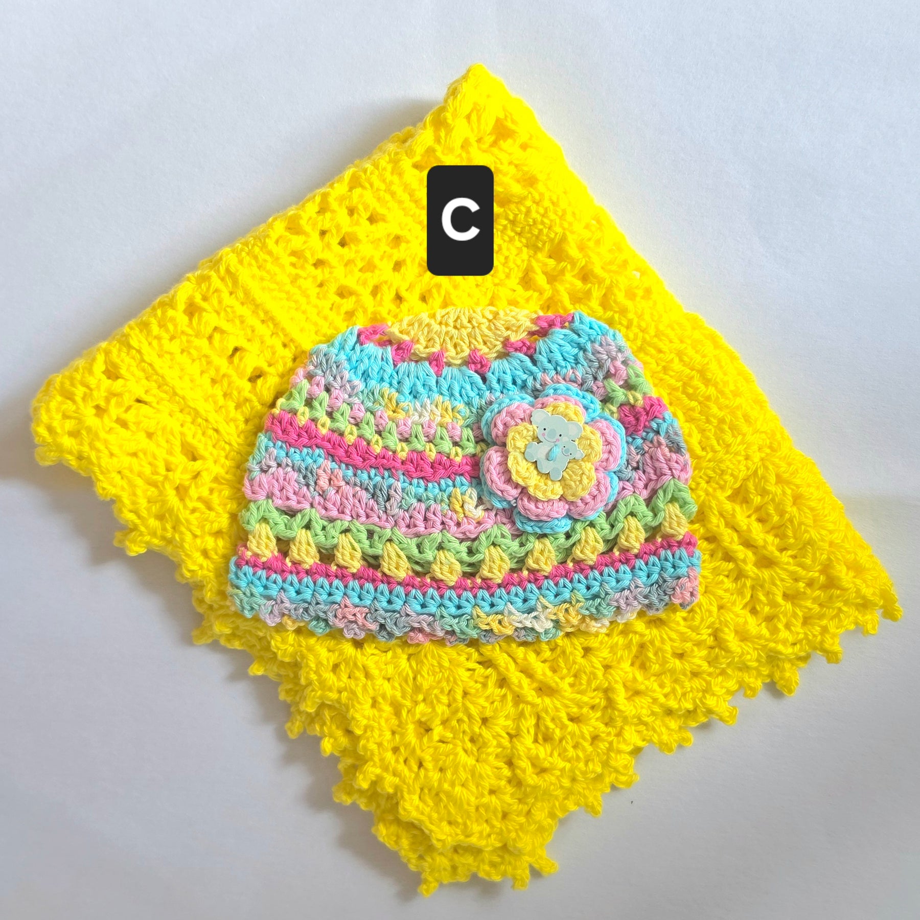 Crocheted Baby Hat with Flower Detail