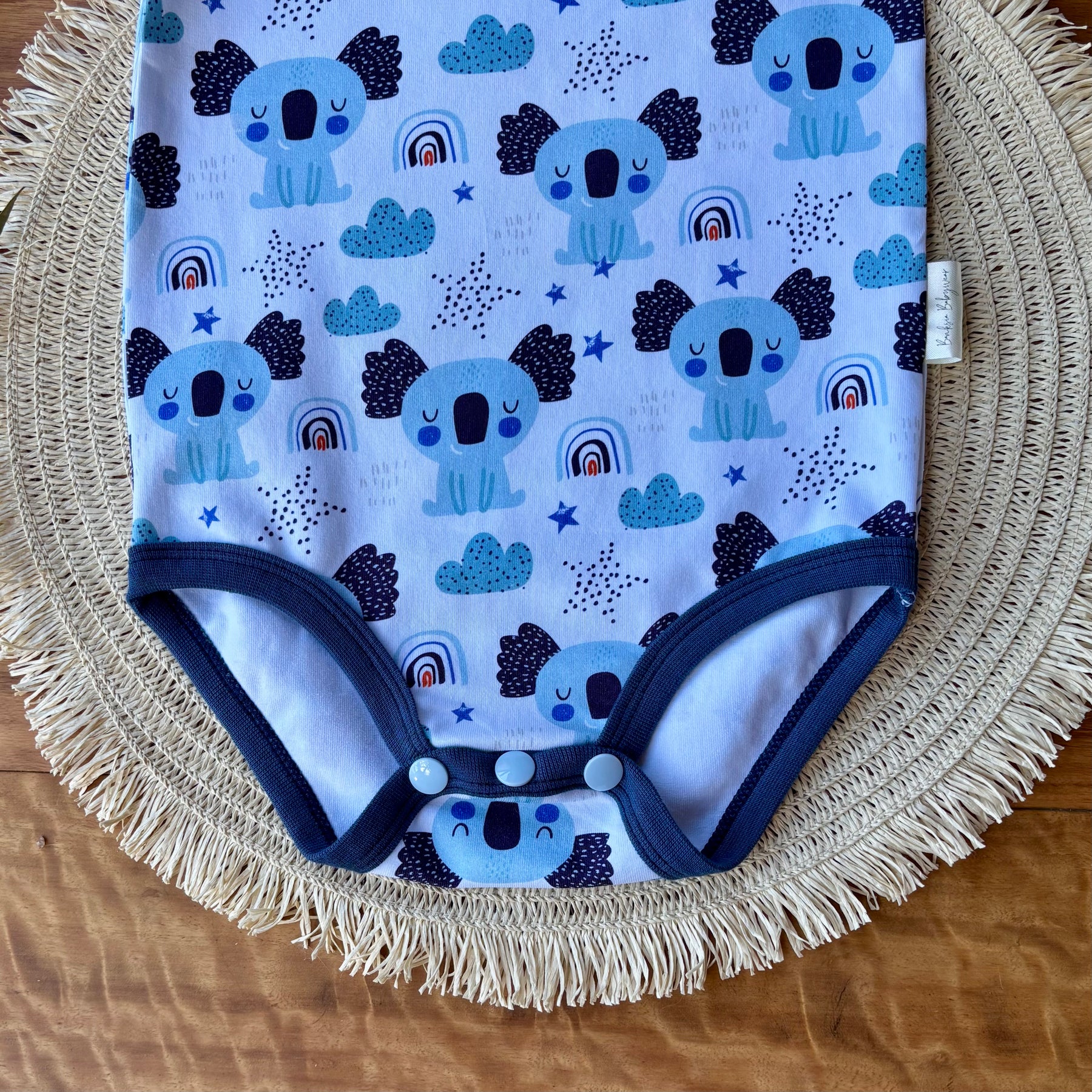 Baby Short Sleeved Bodysuit and Shorts | Blue Koalas | Size premmie to 2 | Made to order