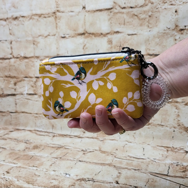 Mustard Birds Double Coin Purse