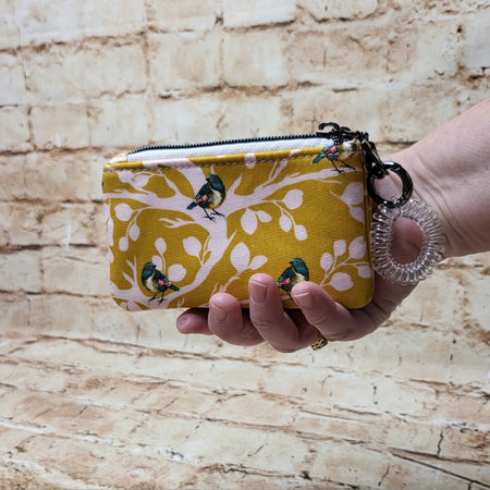 Mustard Birds Double Coin Purse