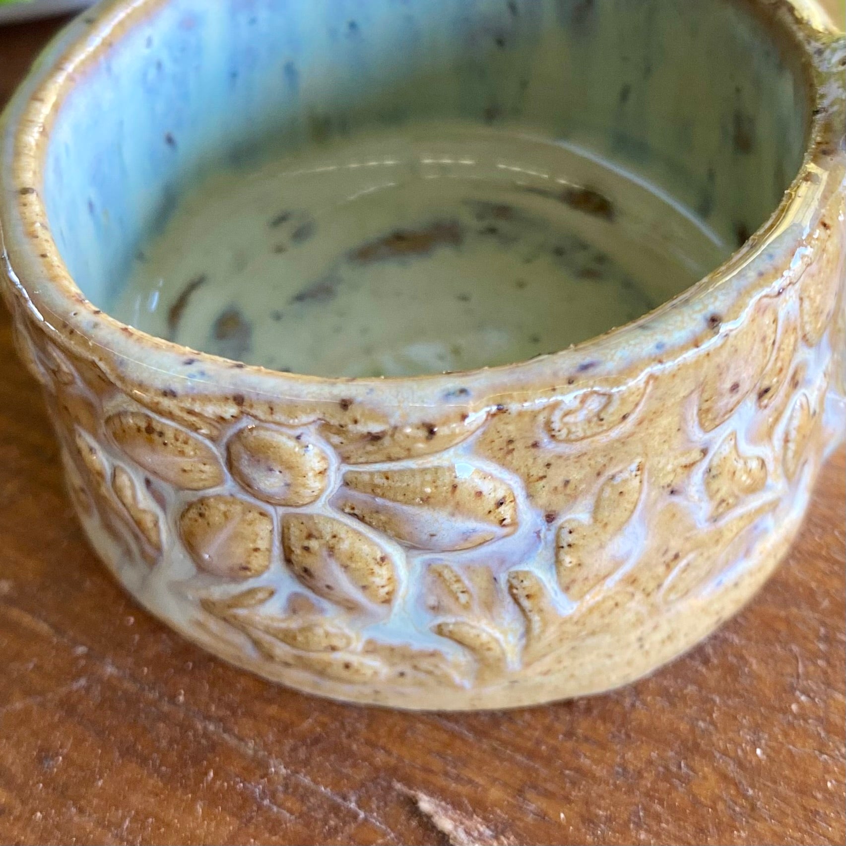 Textured Candle Holder with Dainty Handle|Handmade Pottery