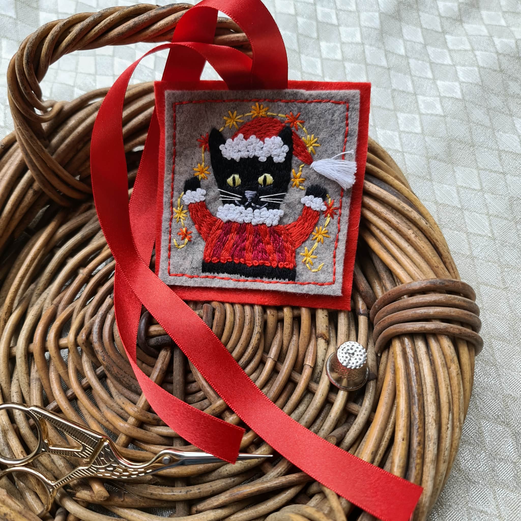 Tinsel Cat Christmas Decoration