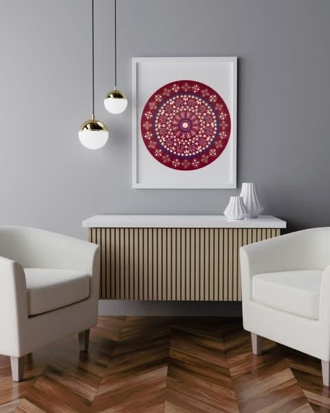 Raspberry Creme Acrylic Hand-dotted Mandala