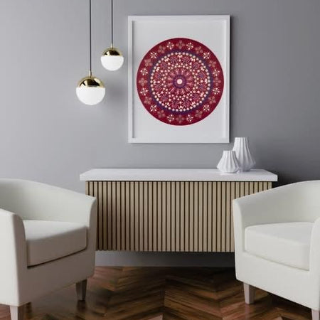 Raspberry Creme Acrylic Hand-dotted Mandala