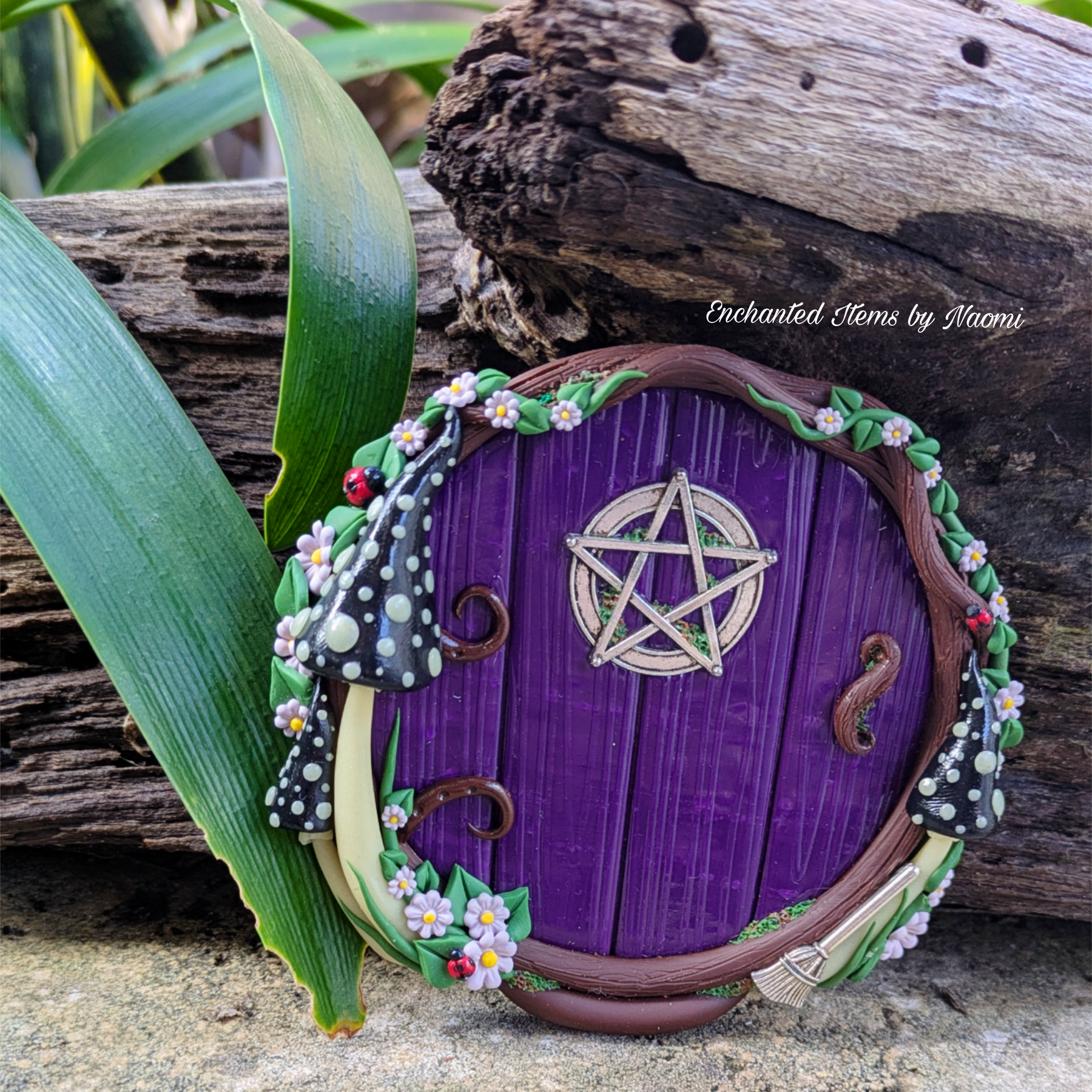 Witchy Hobbit style Door – Hand Sculpted Fairy Door