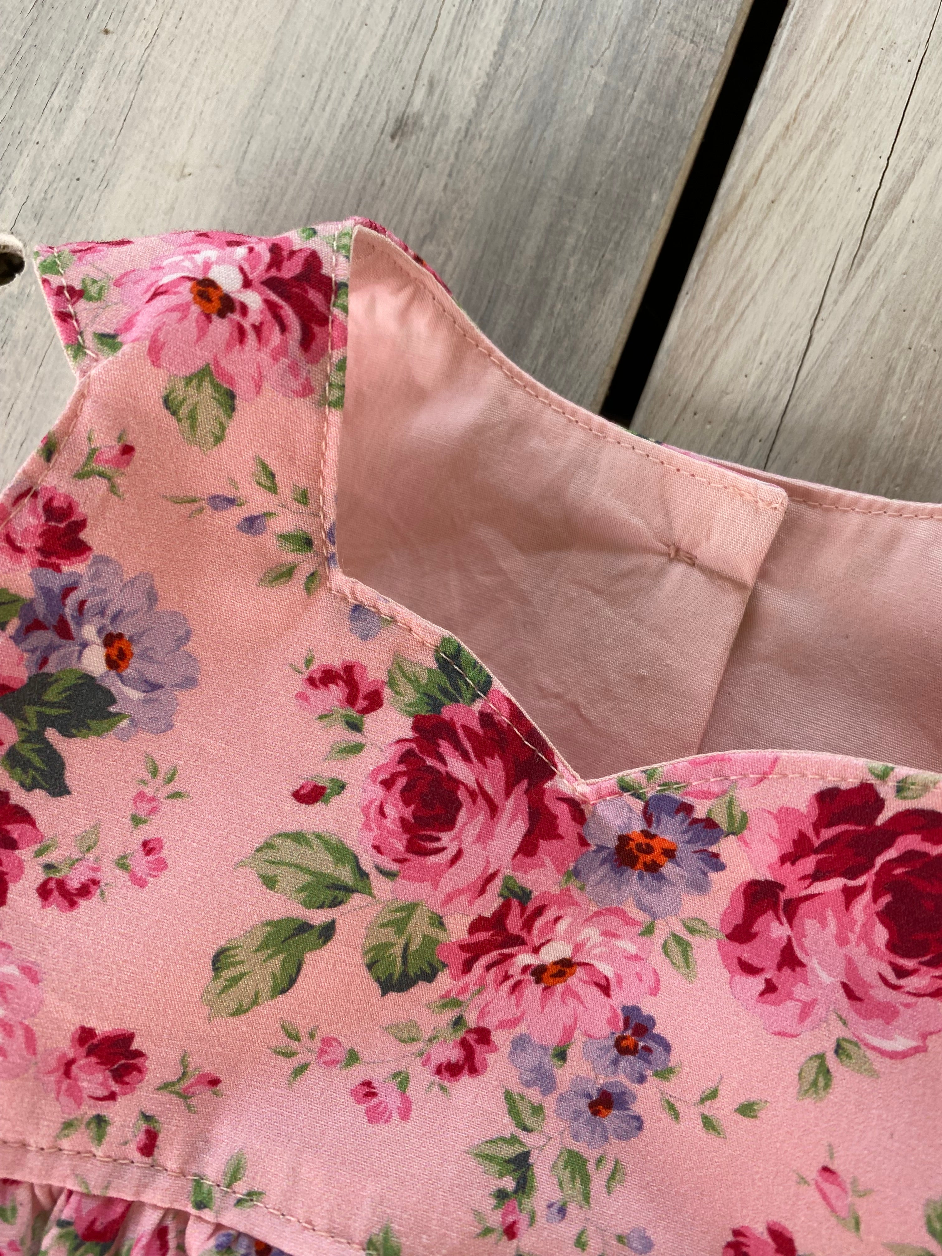 Pink Dahlia Romper Handmade Size 000