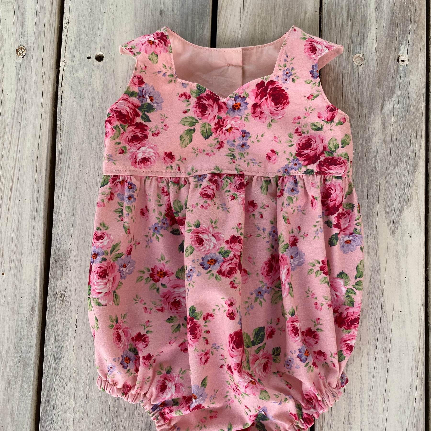 Pink Dahlia Romper Handmade Size 000