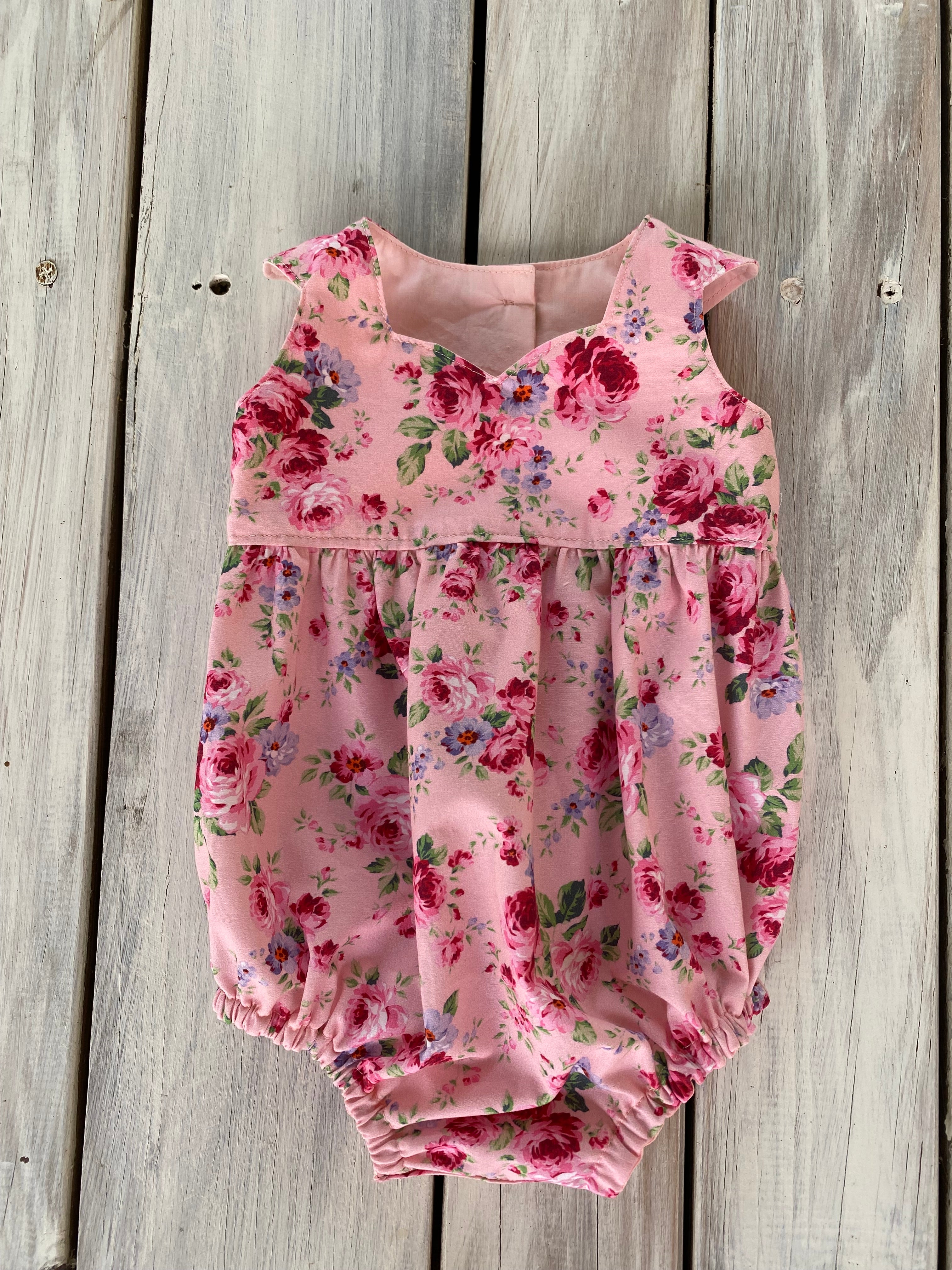 Pink Dahlia Romper Handmade Size 000