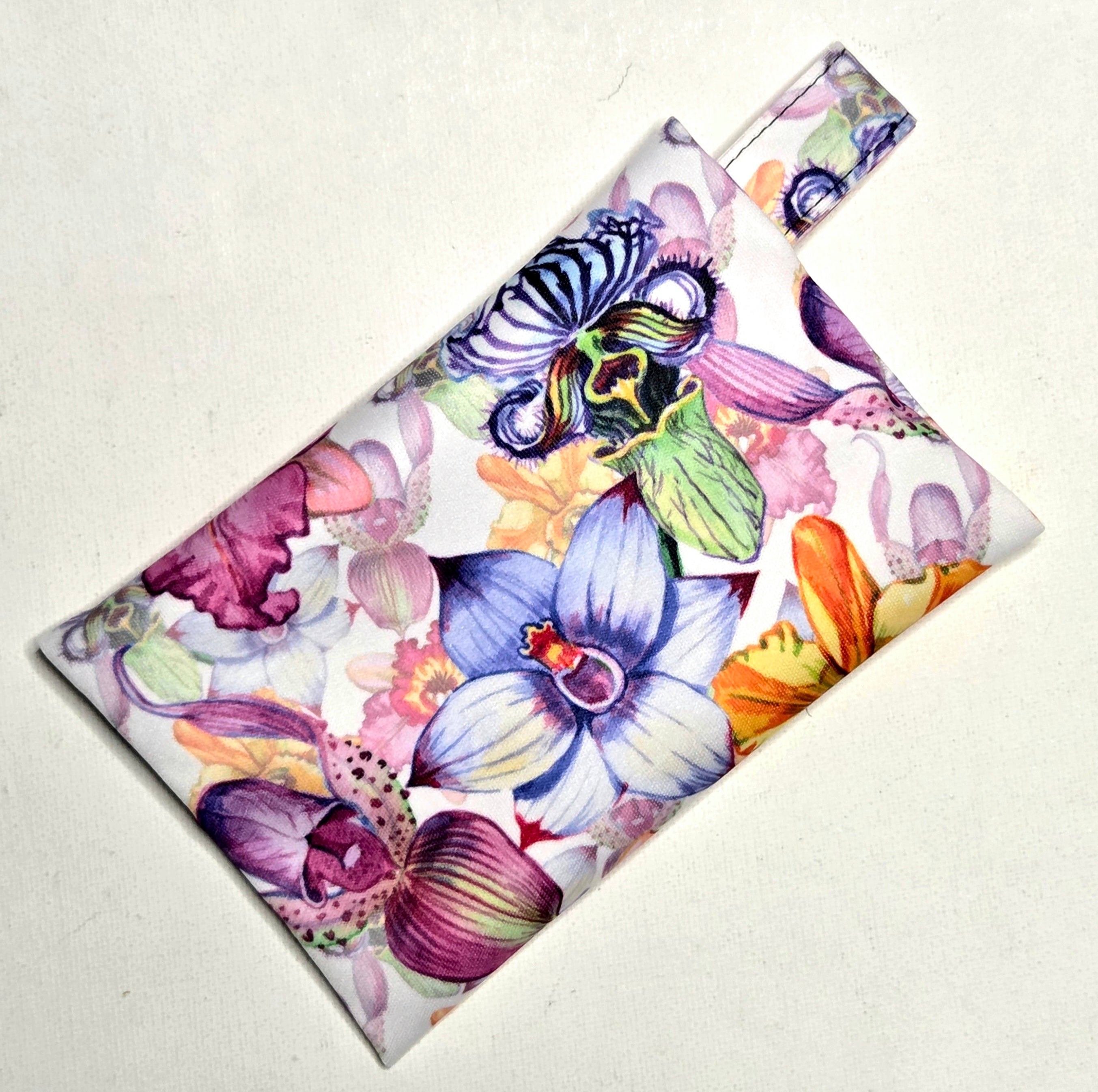 Mini Wet Bag, Pretty Orchid fabric, 15cms x 10cms