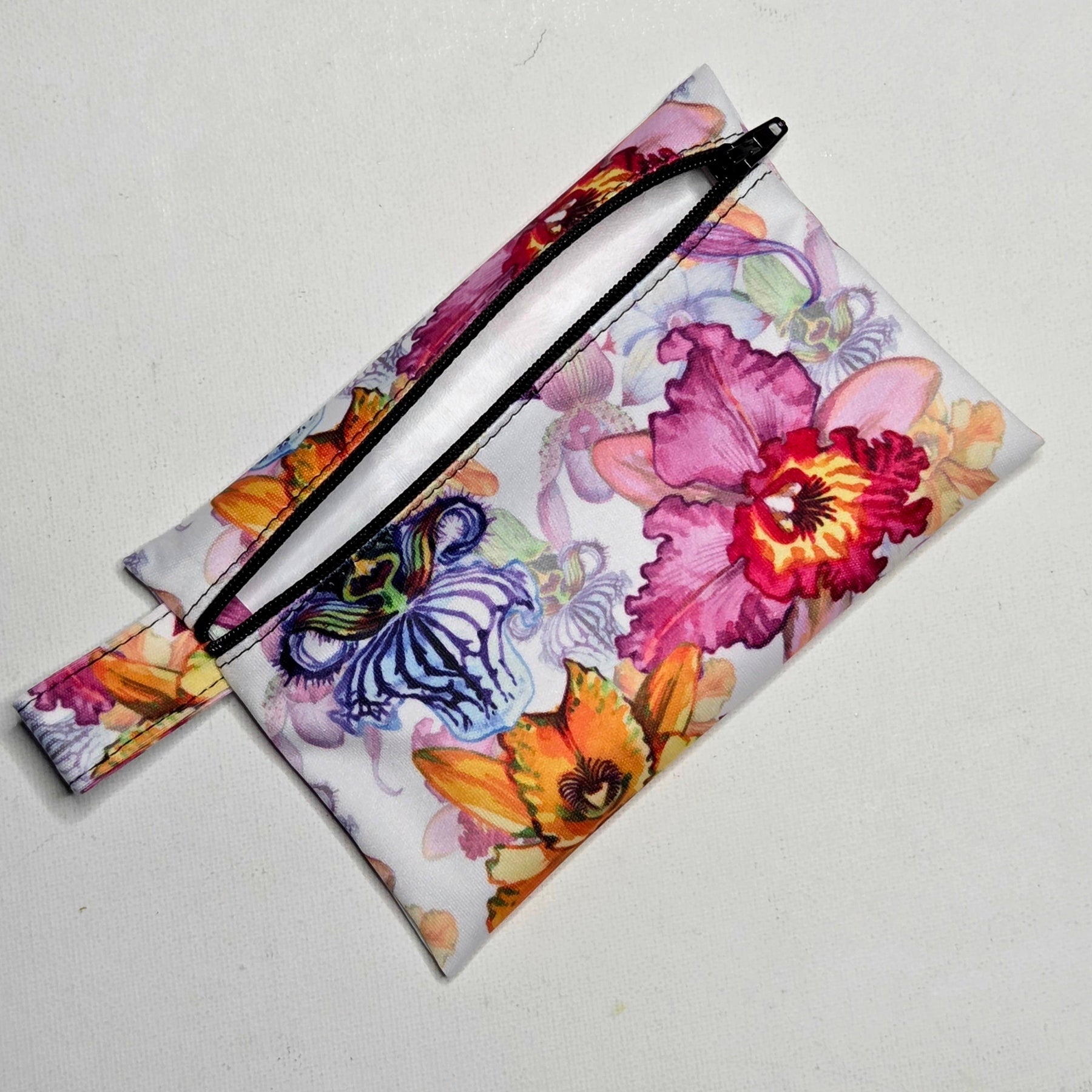 Mini Wet Bag, Pretty Orchid fabric, 15cms x 10cms