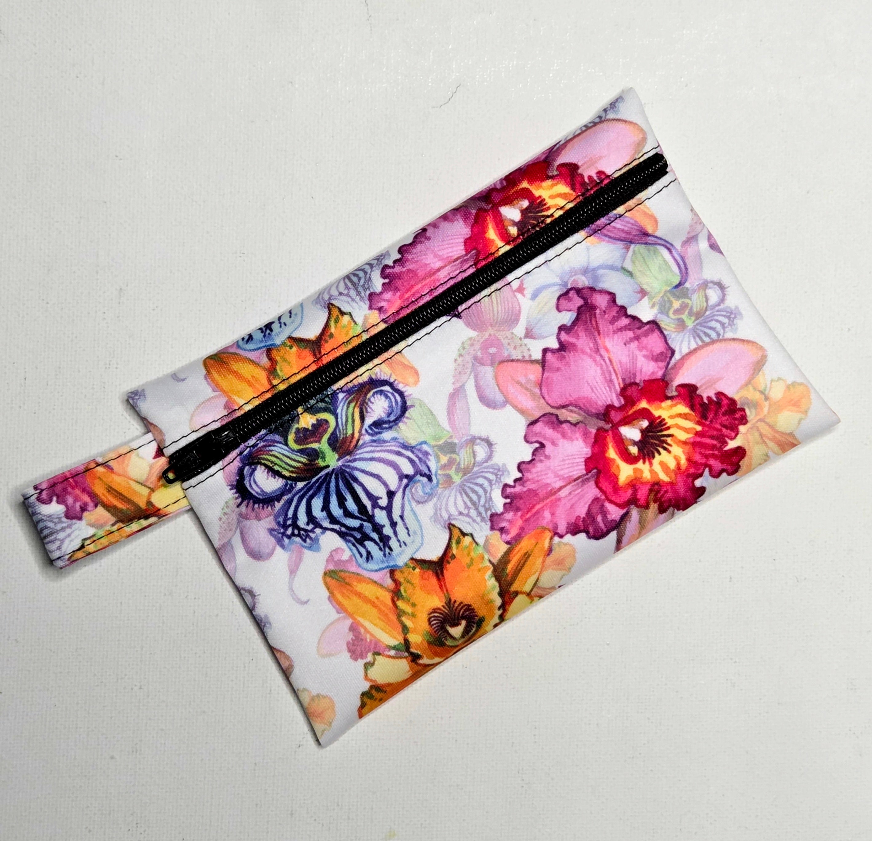 Mini Wet Bag, Pretty Orchid fabric, 15cms x 10cms