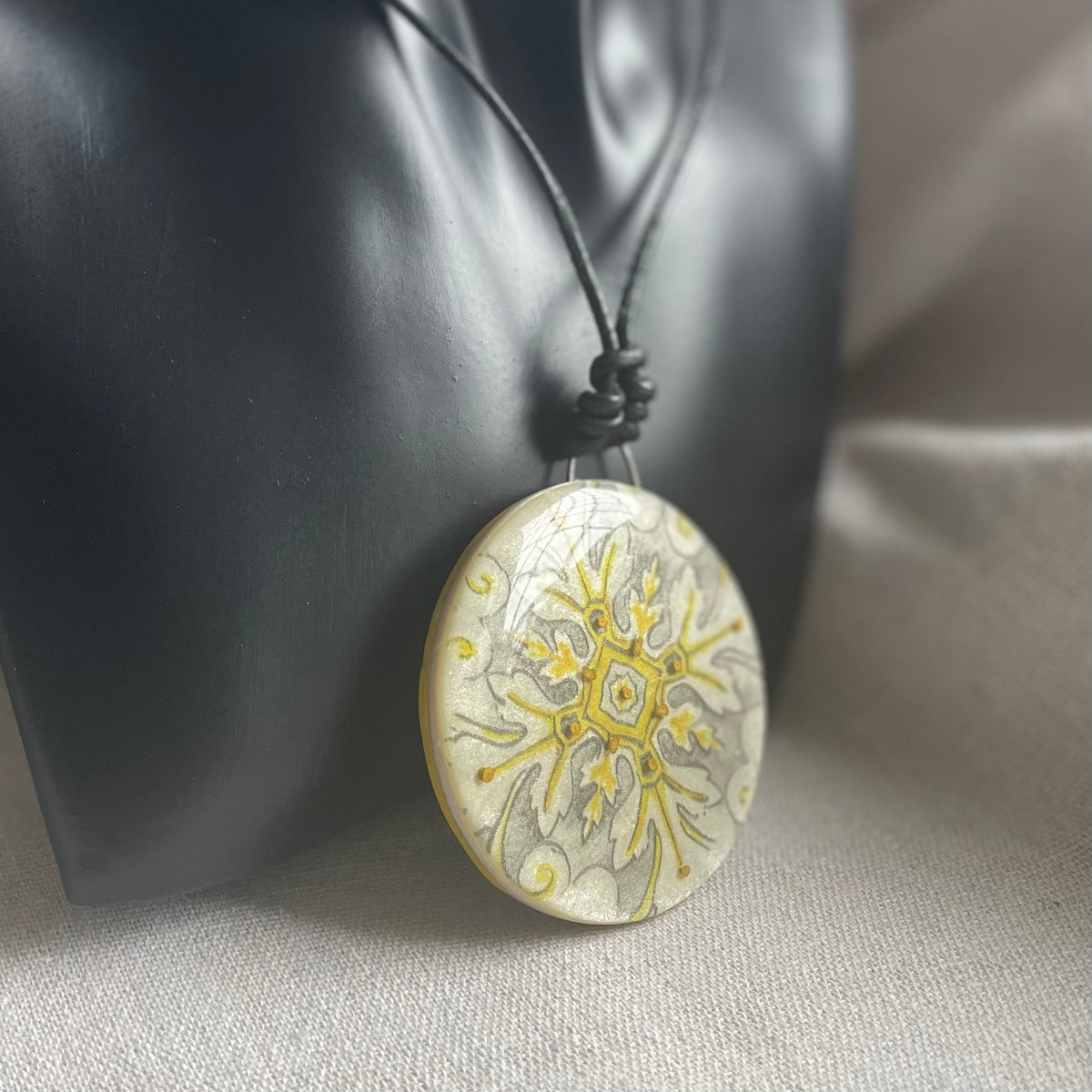 Polymer Clay Mandala Pendant - Golden Sands