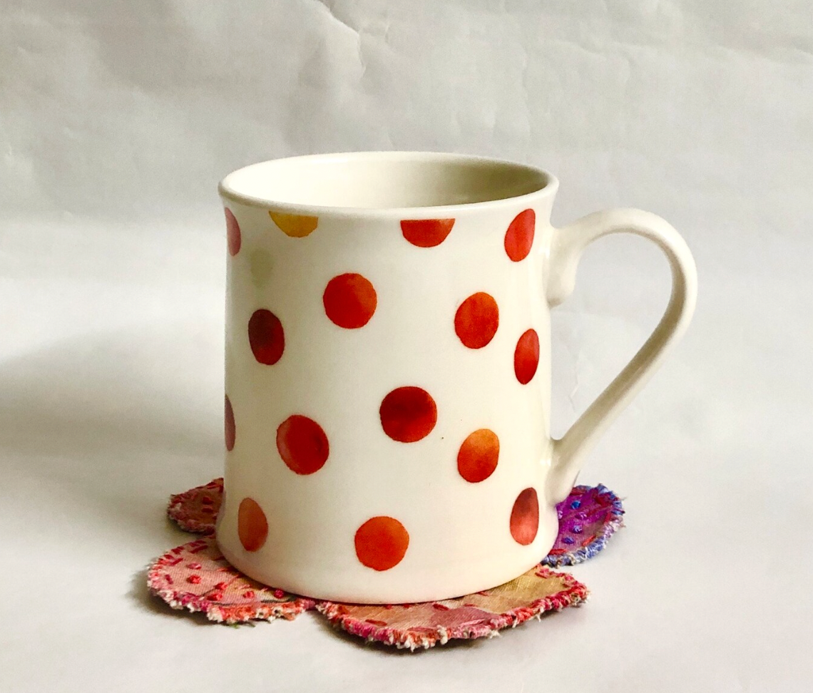 Slow Stitched Unique Flower Drink Coaster - Tangerine