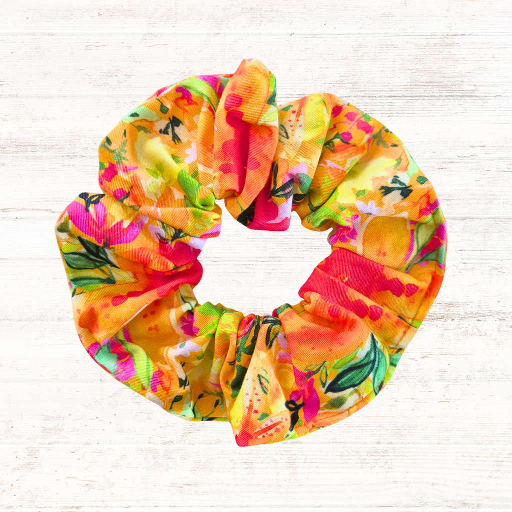 Orange Floral Scrunchie