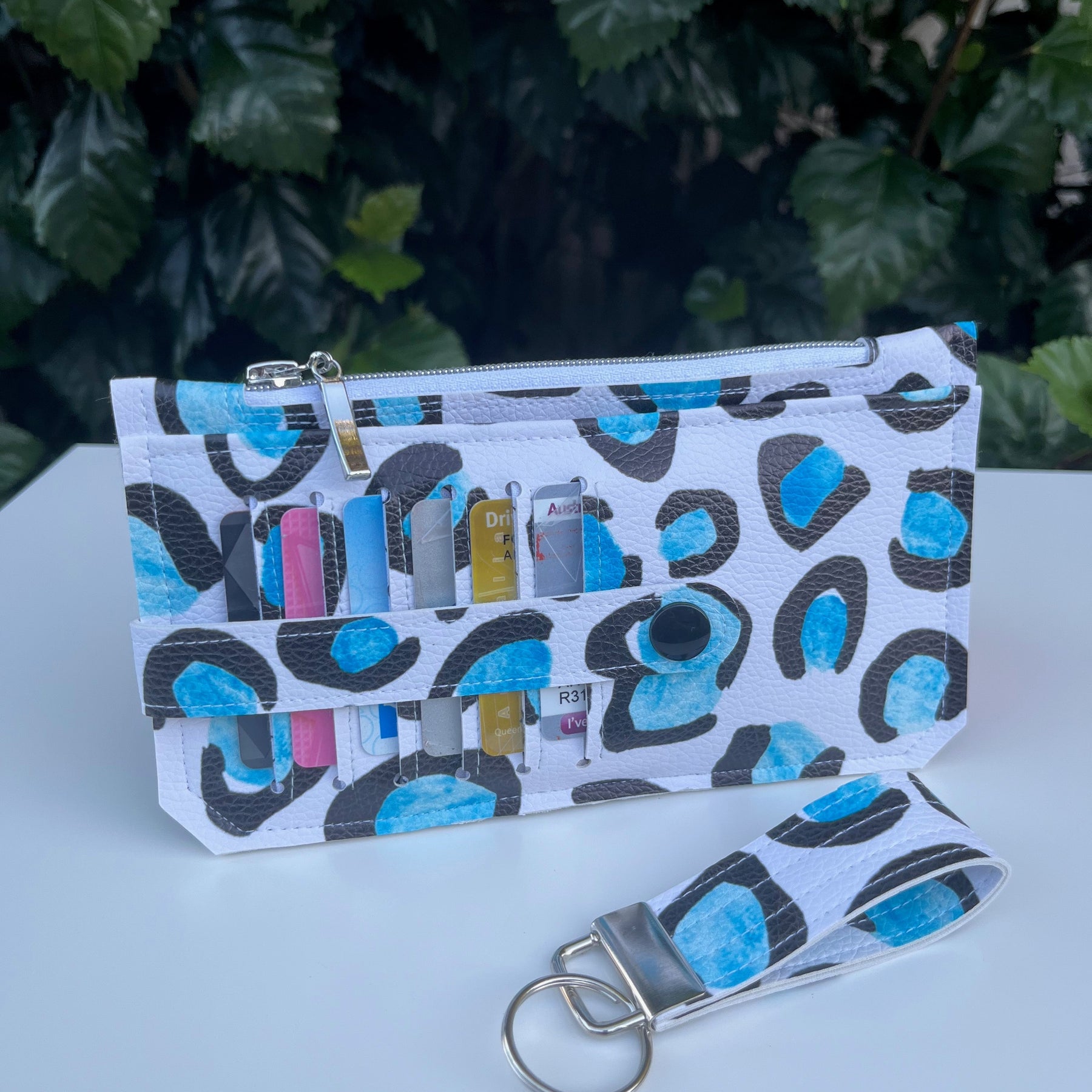 Purse Pal Wallet & Key Fob - Ice Leopard (Cloth Cuts)  | Ready to ship | FREE Postage