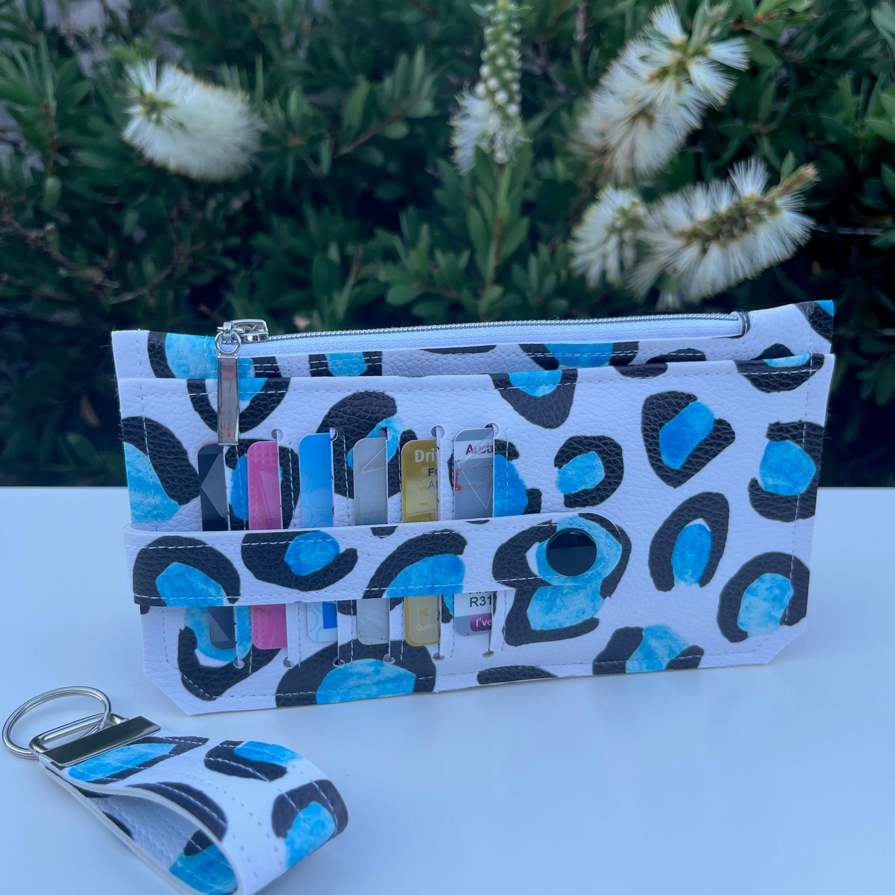 Purse Pal Wallet & Key Fob - Ice Leopard (Cloth Cuts)  | Ready to ship | FREE Postage