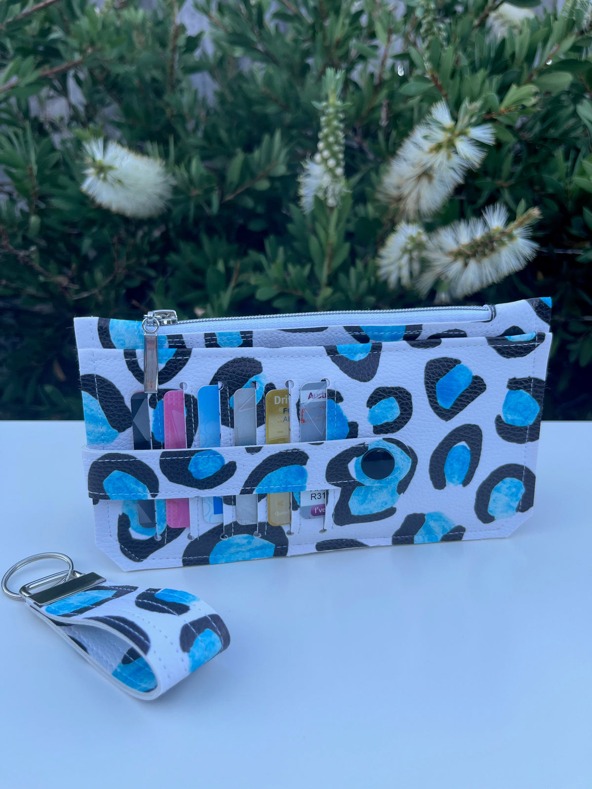 Purse Pal Wallet & Key Fob - Ice Leopard (Cloth Cuts)  | Ready to ship | FREE Postage