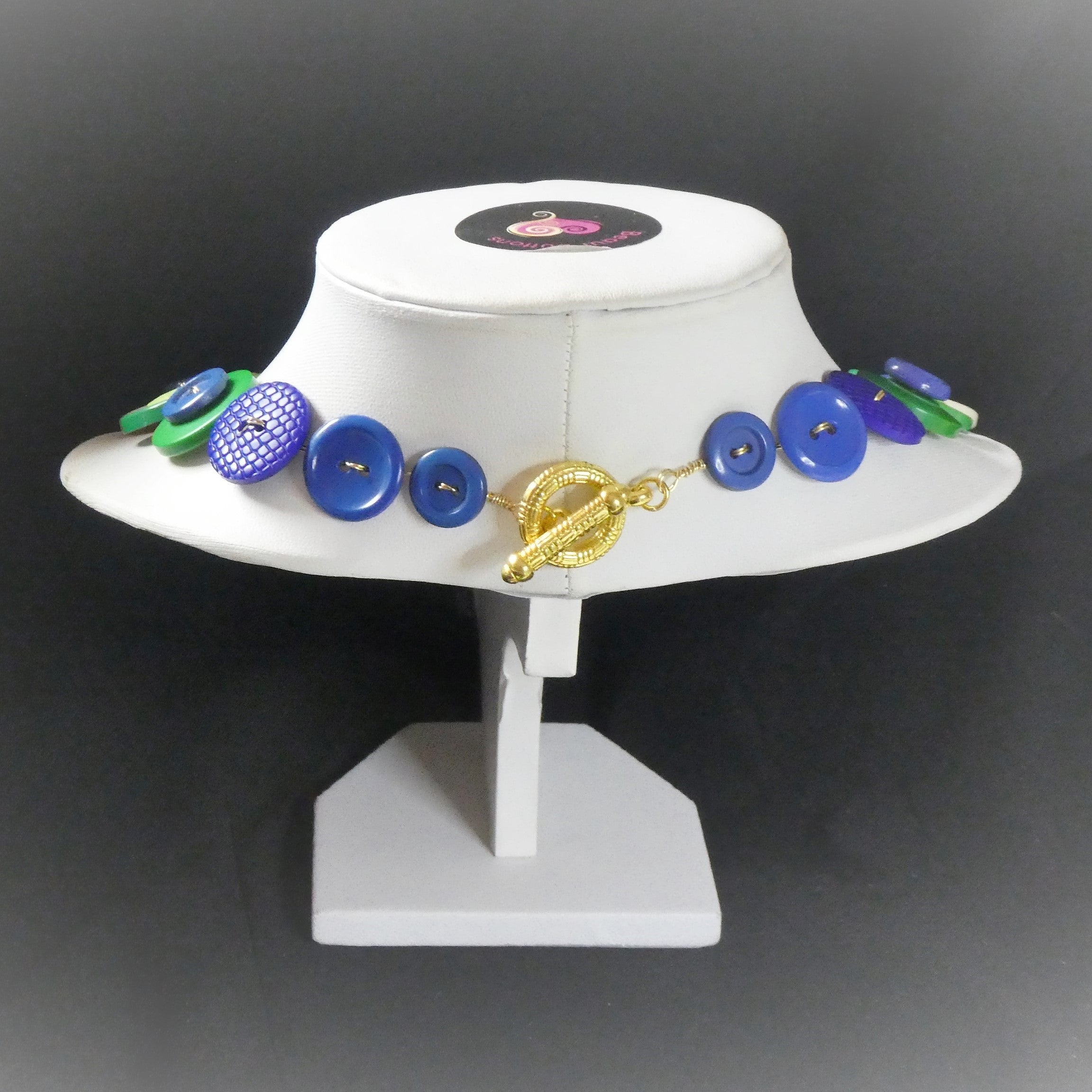 Button necklace - Four Leaf Clover