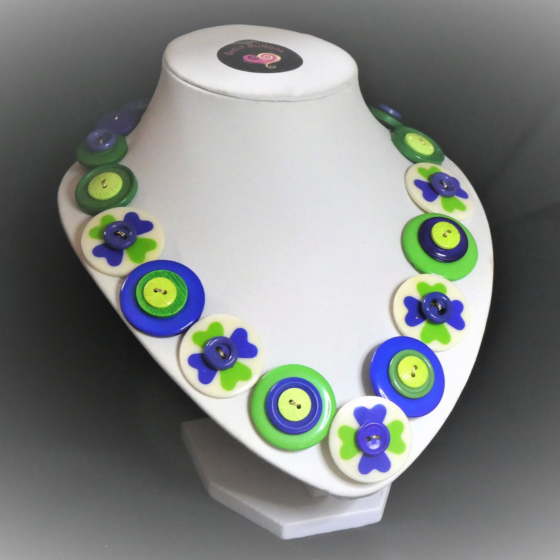 Button necklace - Four Leaf Clover