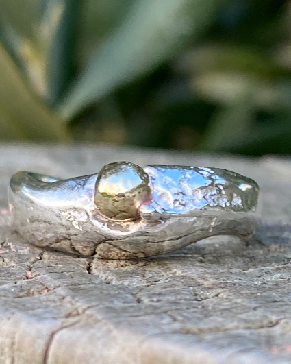 Sterling Silver Brass Seed Ring | Size N | One of a Kind