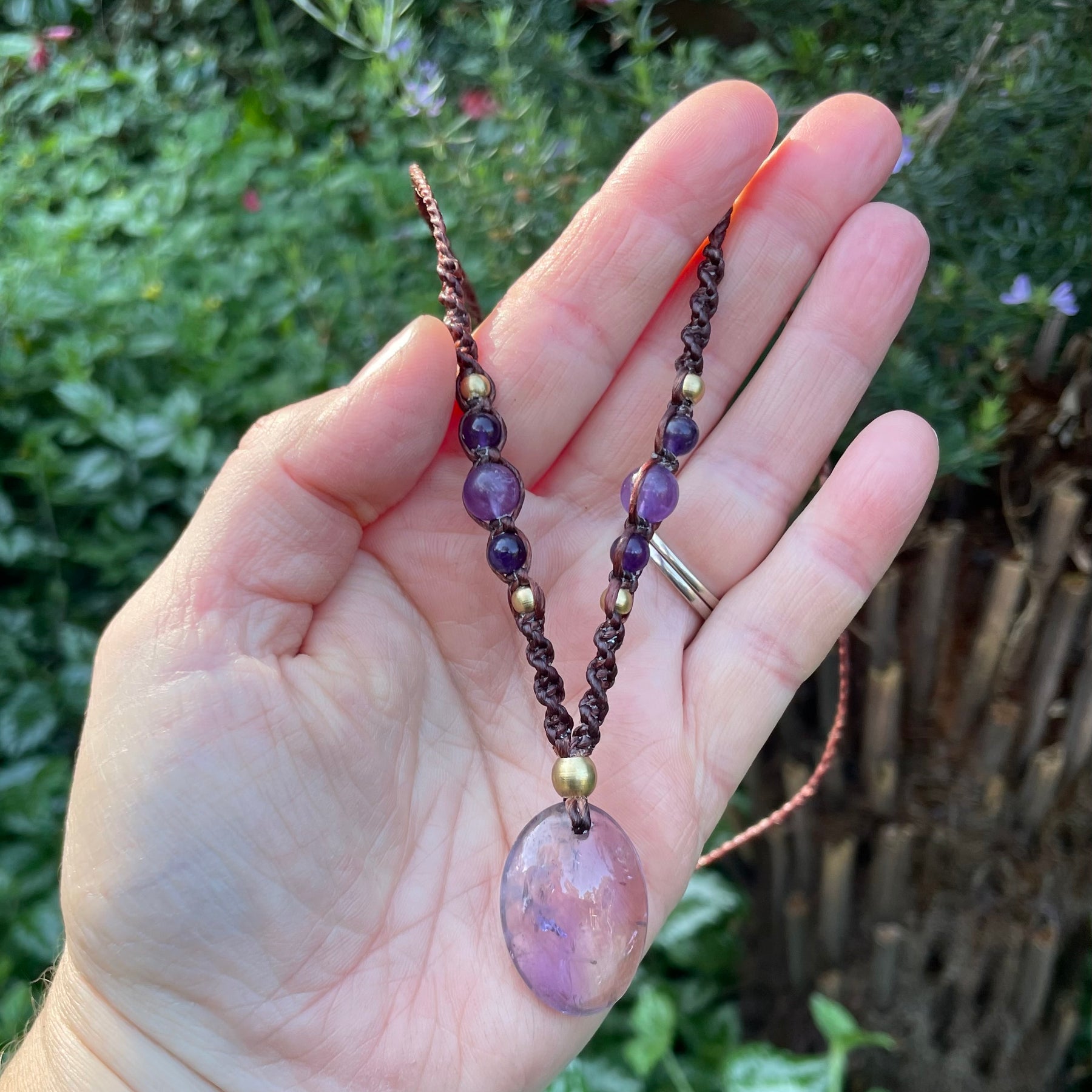 Amethyst Pendant, Macrame necklace