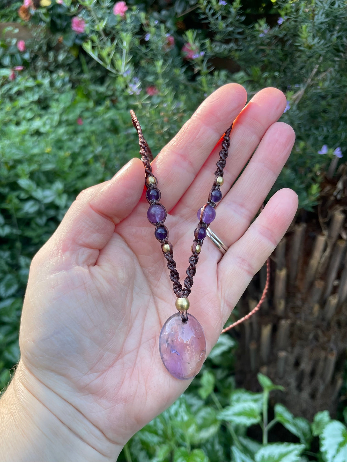 Amethyst Pendant, Macrame necklace