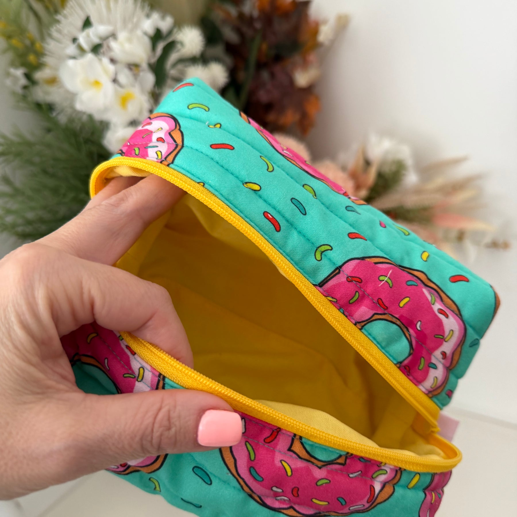 Boxy Zipper Pouch - Strawberry Donut