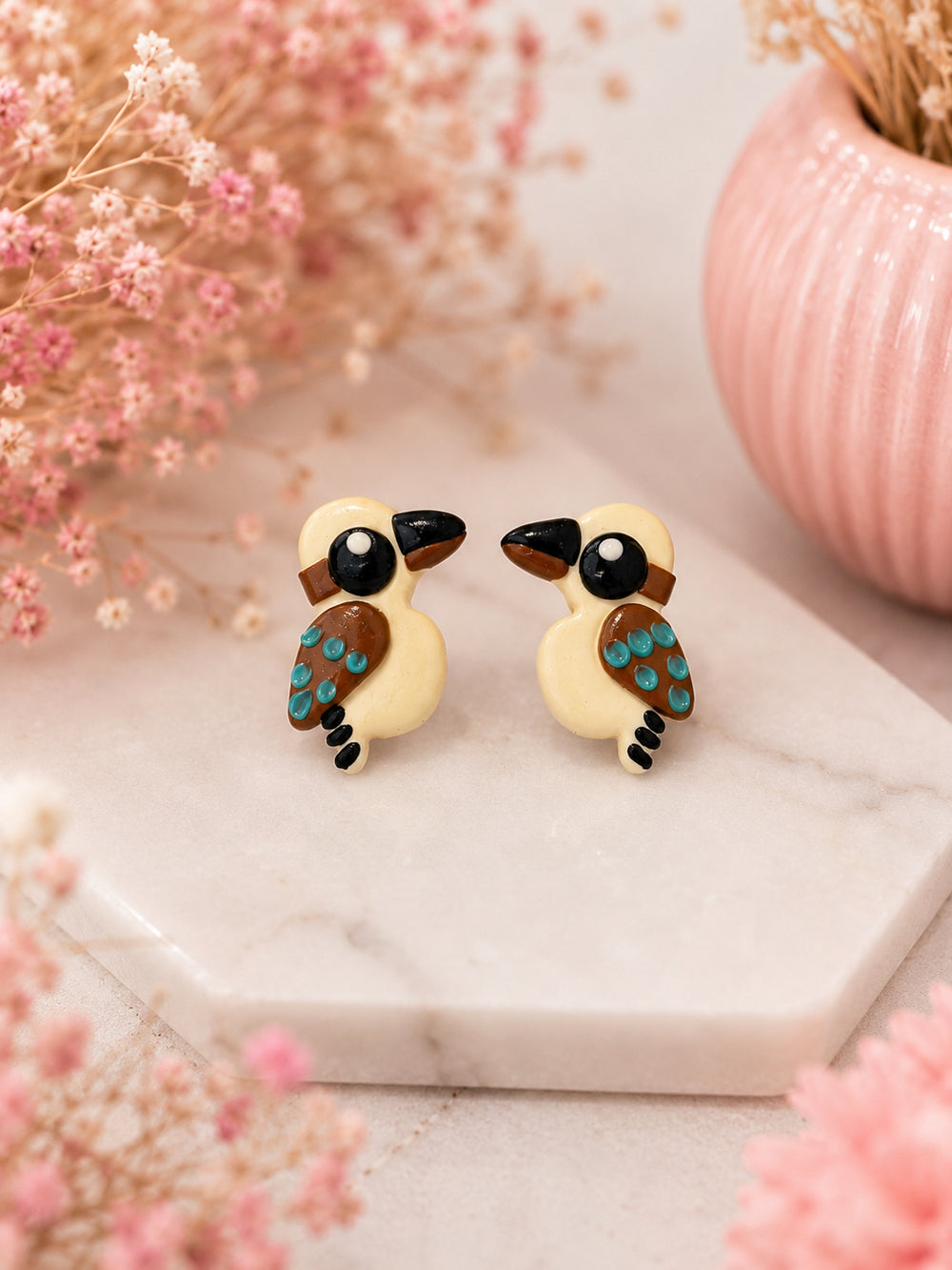 Handmade Kookaburra Stud Earrings