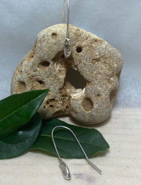 Tidal Drop Earrings - Water Cast Sterling Silver
