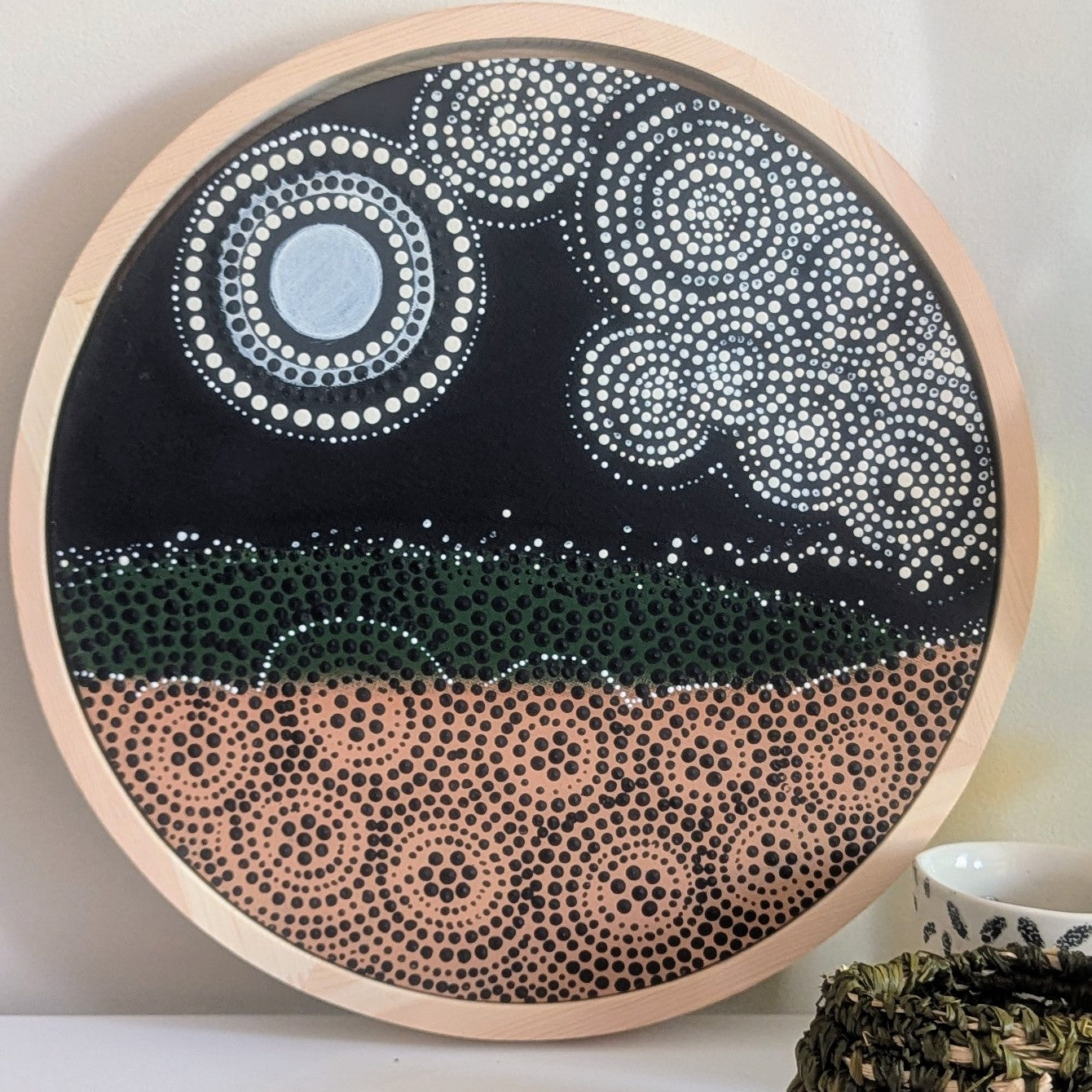 Circular Artwork Ready to Hang Framed - Sky Camp - Acrylic