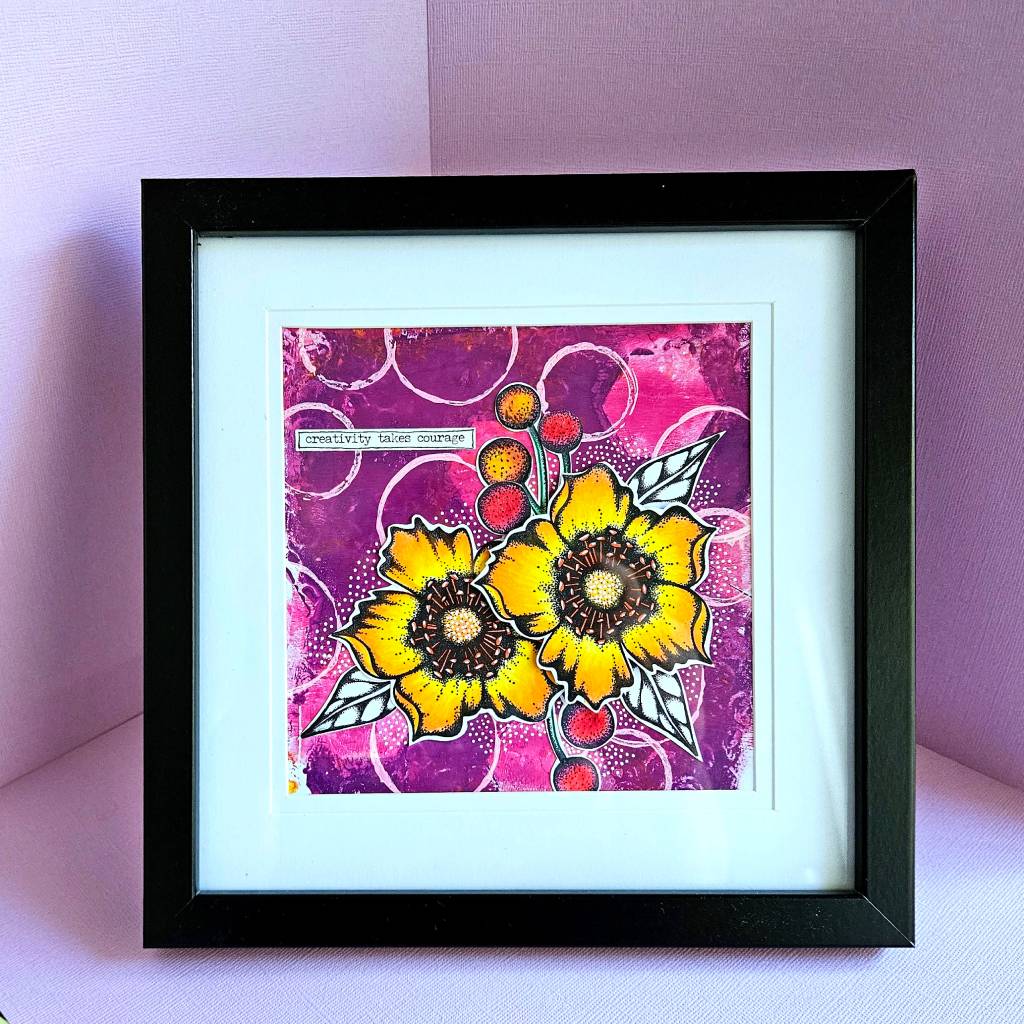 "Creativity takes courage", pretty floral, frameable greeting card