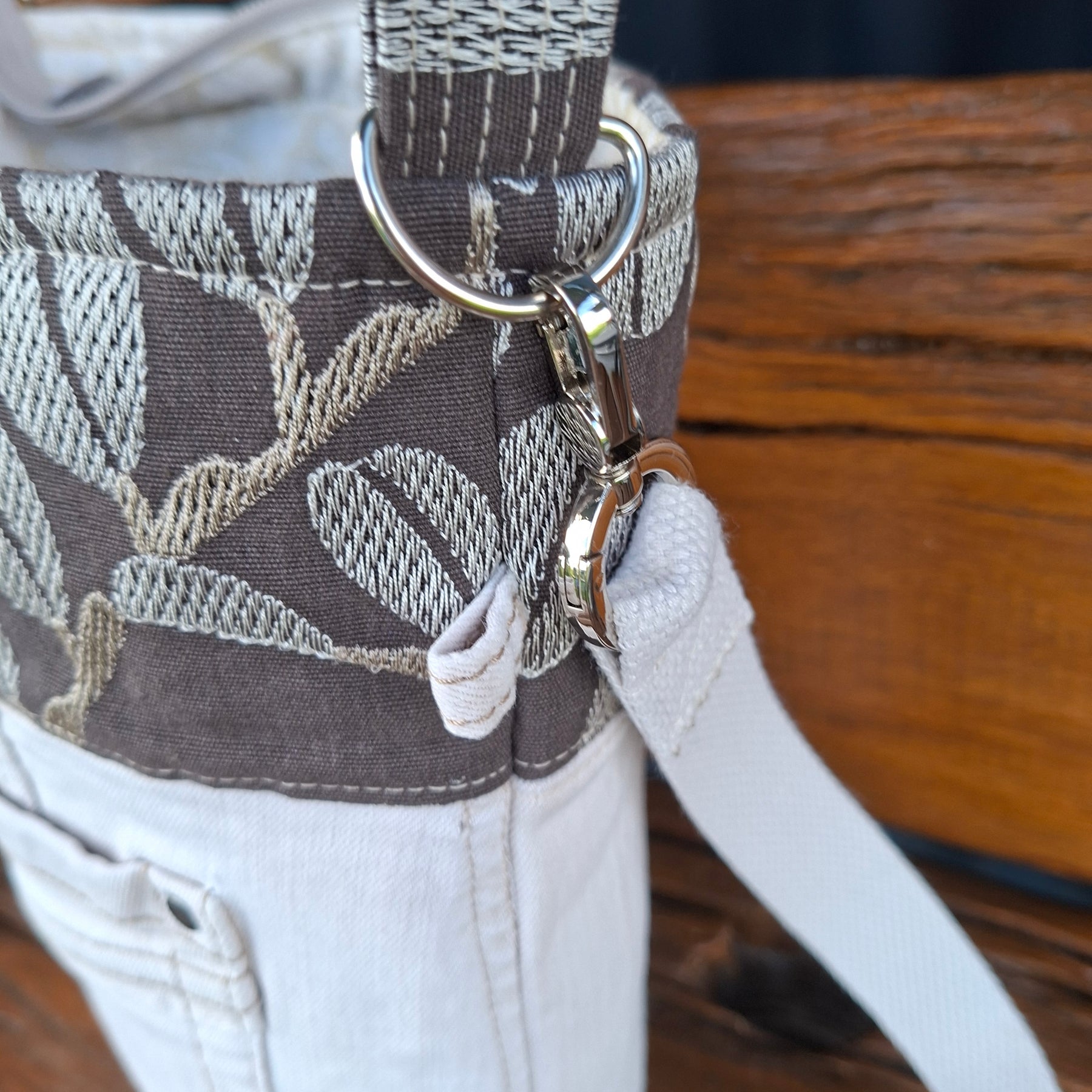 Upcycled Denim and Linen Blend Unisex Crossbody Bag
