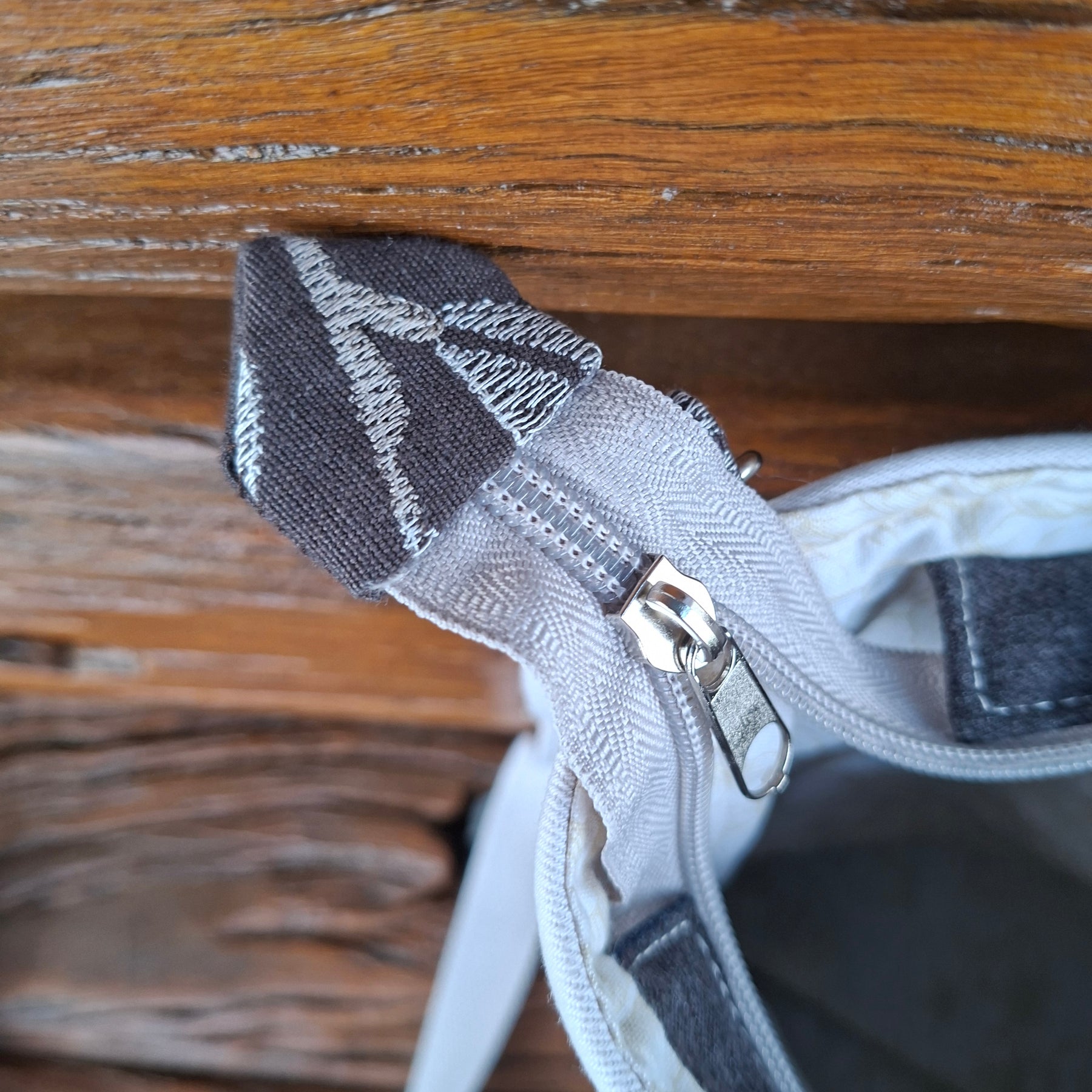 Upcycled Denim and Linen Blend Unisex Crossbody Bag