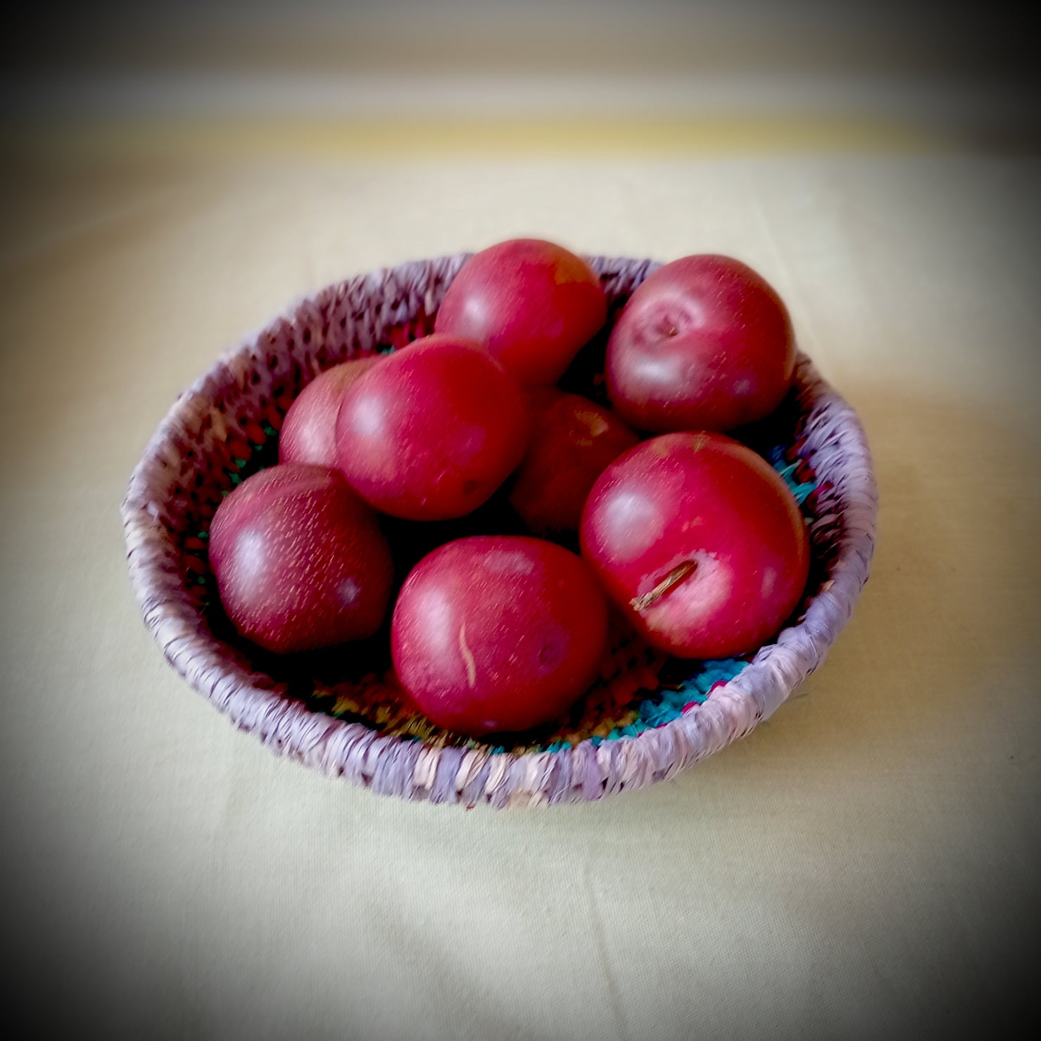 Woven rainbow bowl ~ basket