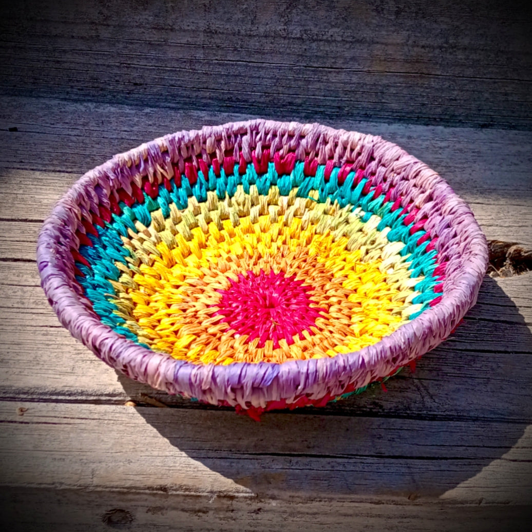 Woven rainbow bowl ~ basket