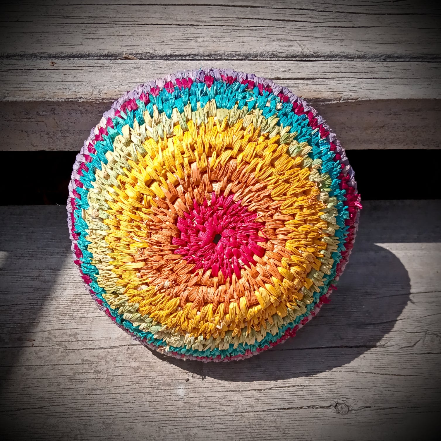 Woven rainbow bowl ~ basket