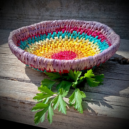 Woven rainbow bowl ~ basket