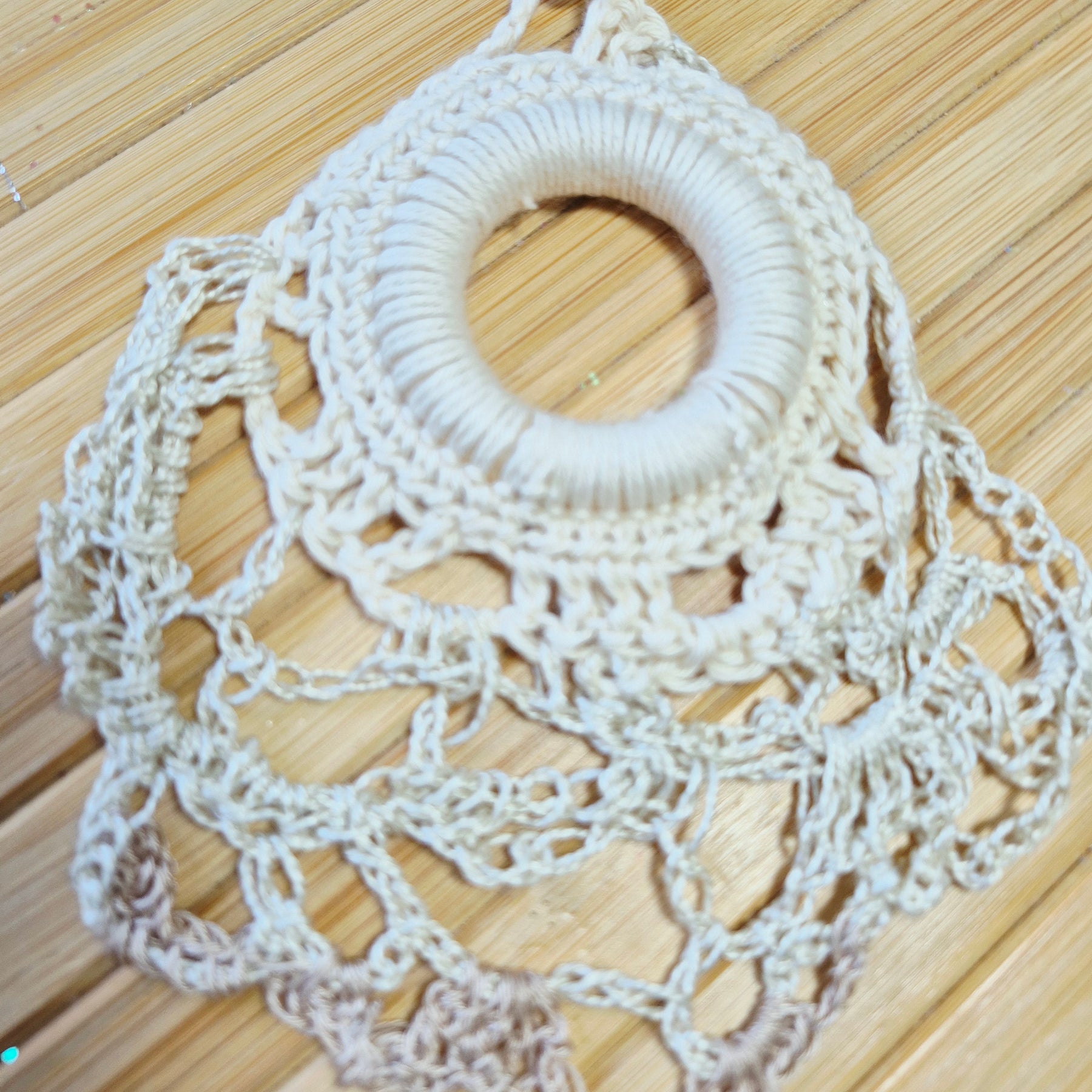 Elegance in Crochet: Cream & Beige Necklace
