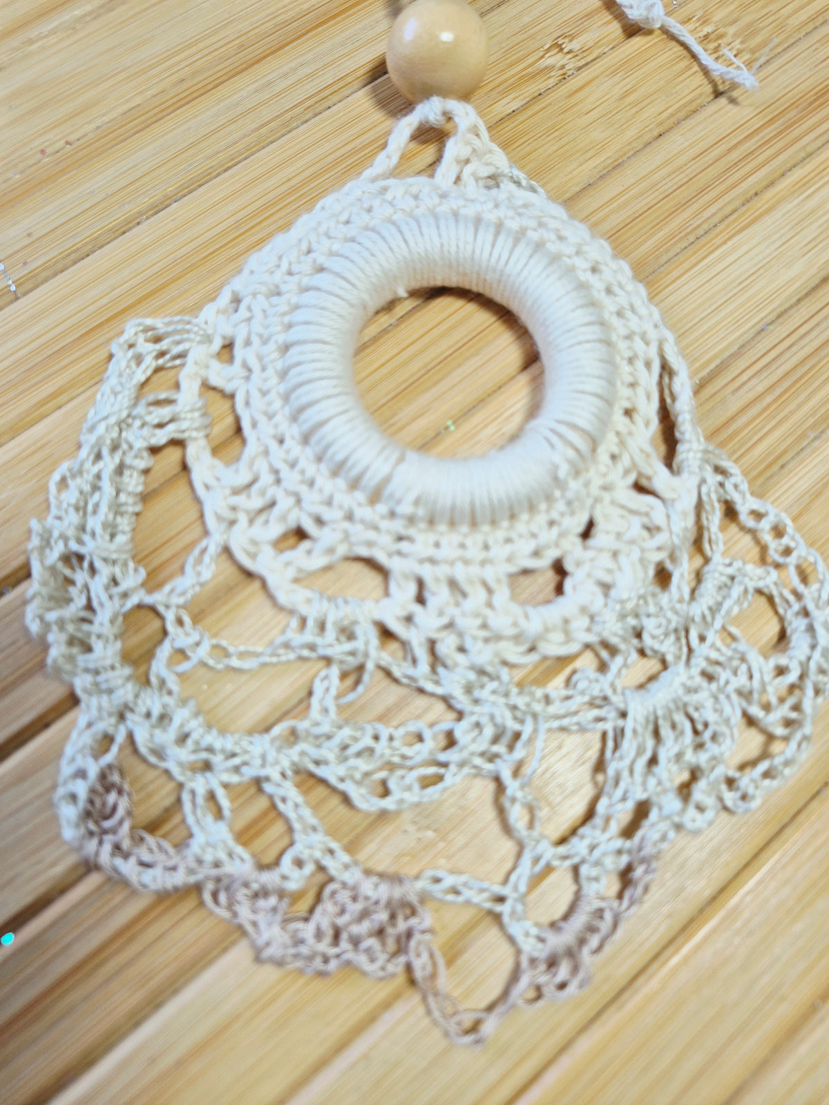 Elegance in Crochet: Cream & Beige Necklace