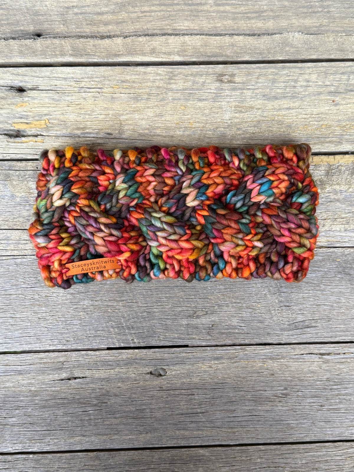 Hand Knitted Merino Headband, Colorful Rainbow Headband