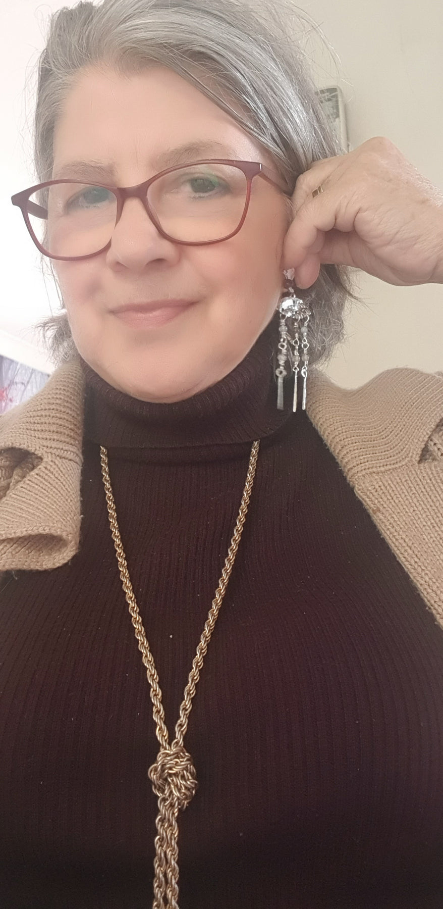 Jellyfish earrings with  Botswana Agate stone beads #692 AM/E