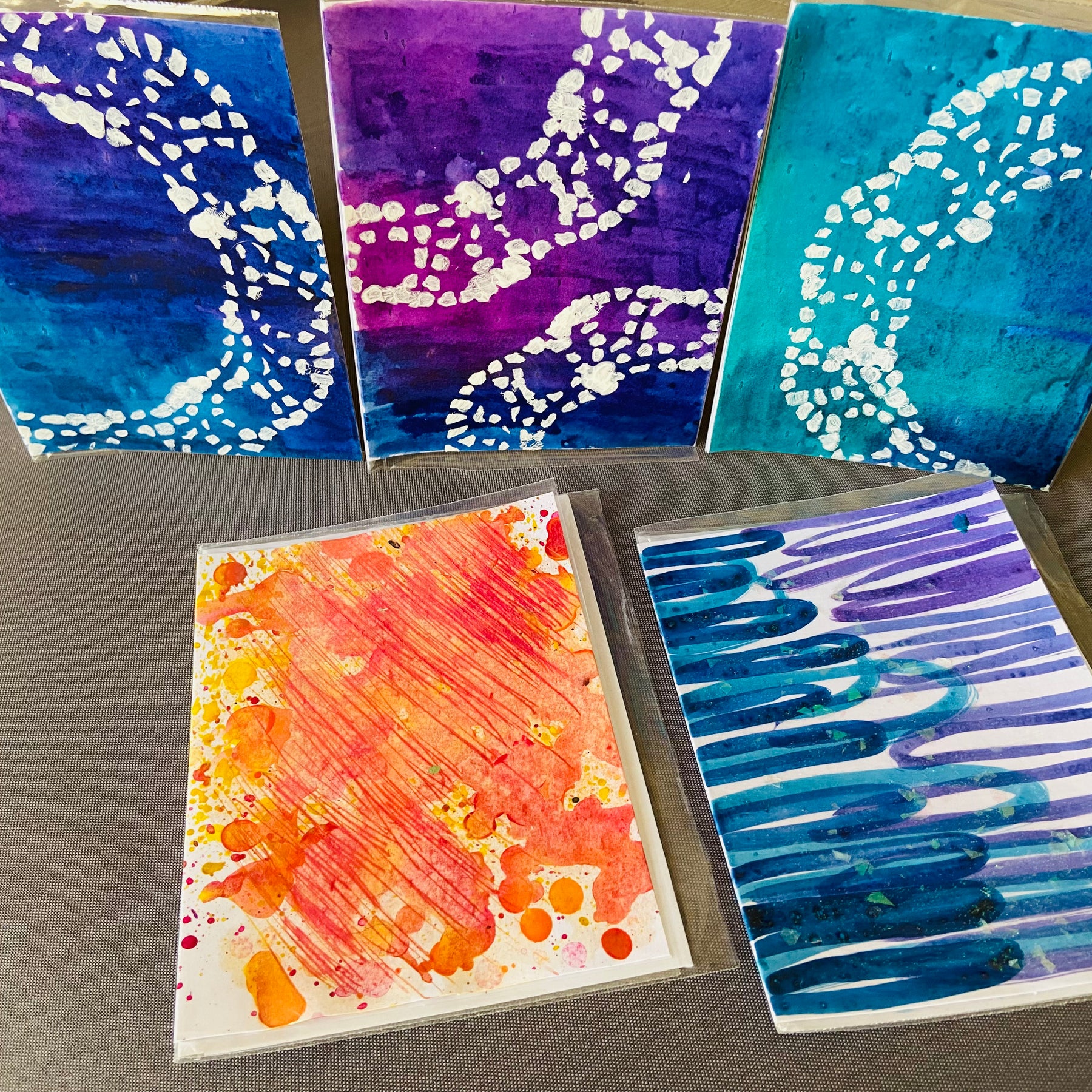 Hand Painted Greeting Cards: 5-pack
