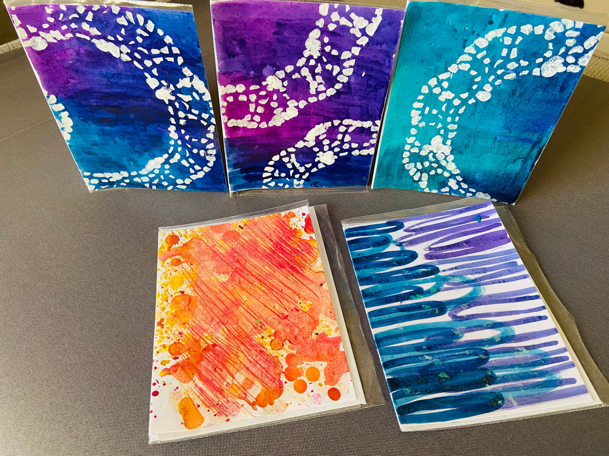Hand Painted Greeting Cards: 5-pack