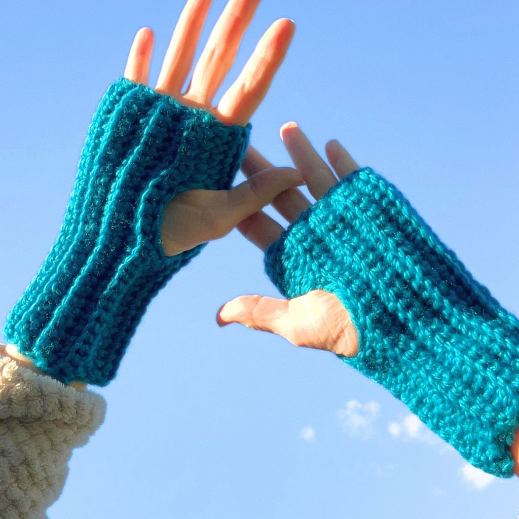 Cosy Fingerless Handwarmers - teal | Aussie Merino Mittens