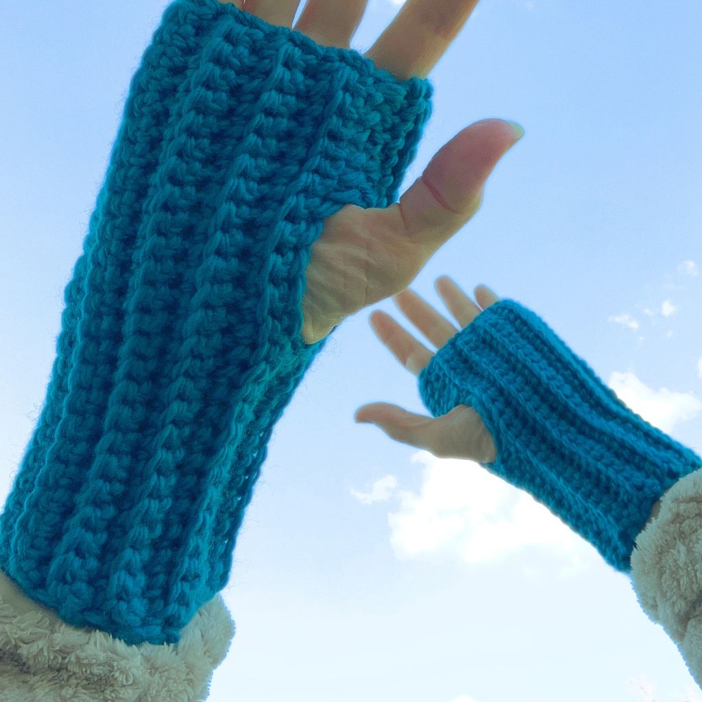 Cosy Fingerless Handwarmers - teal | Aussie Merino Mittens
