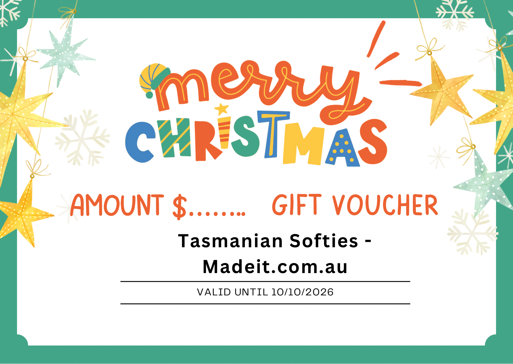 Gift voucher from Tasmanian Softies
