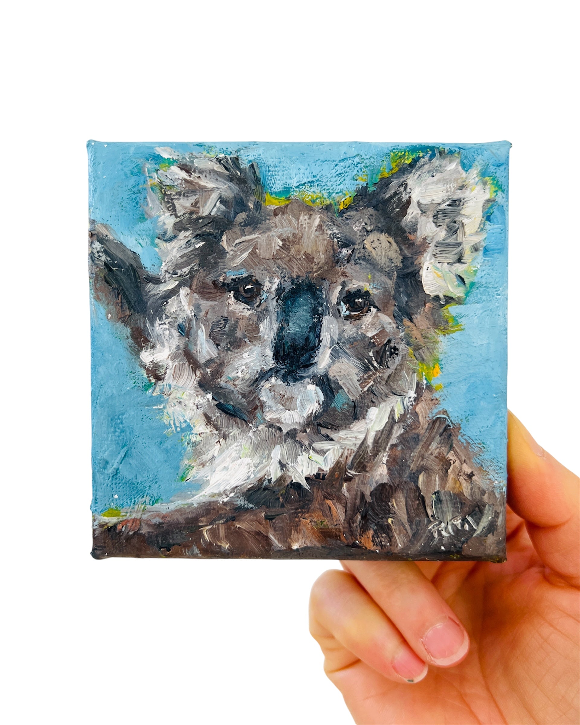 Little Koala – Tiny Original Animal Oil Painting Art Gift