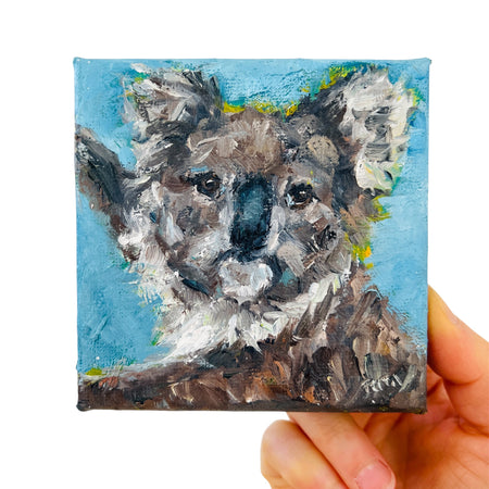Little Koala – Tiny Original Animal Oil Painting Art Gift